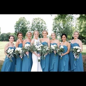 David’s Bridal Strapless Steel Blue sz 6 dresa